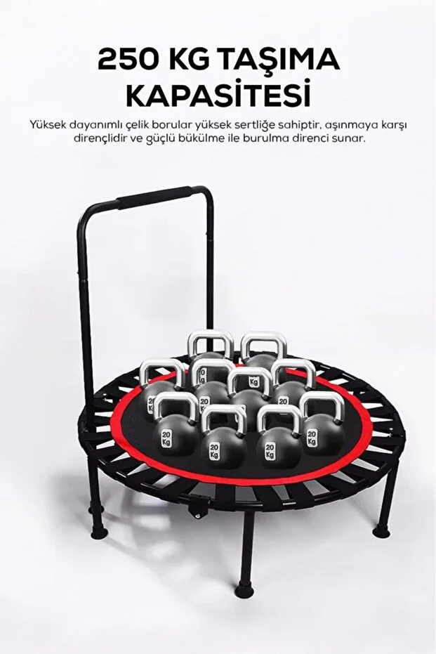 DEMPOWER 250 KG Taşıma Kapasiteli 130x125 cm Katlanabilir Destekli Trambolin